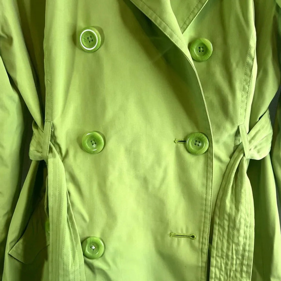 Relativity Lime Green Short Trench Jacket Double Breasted Size Medium - Picture 6 of 14